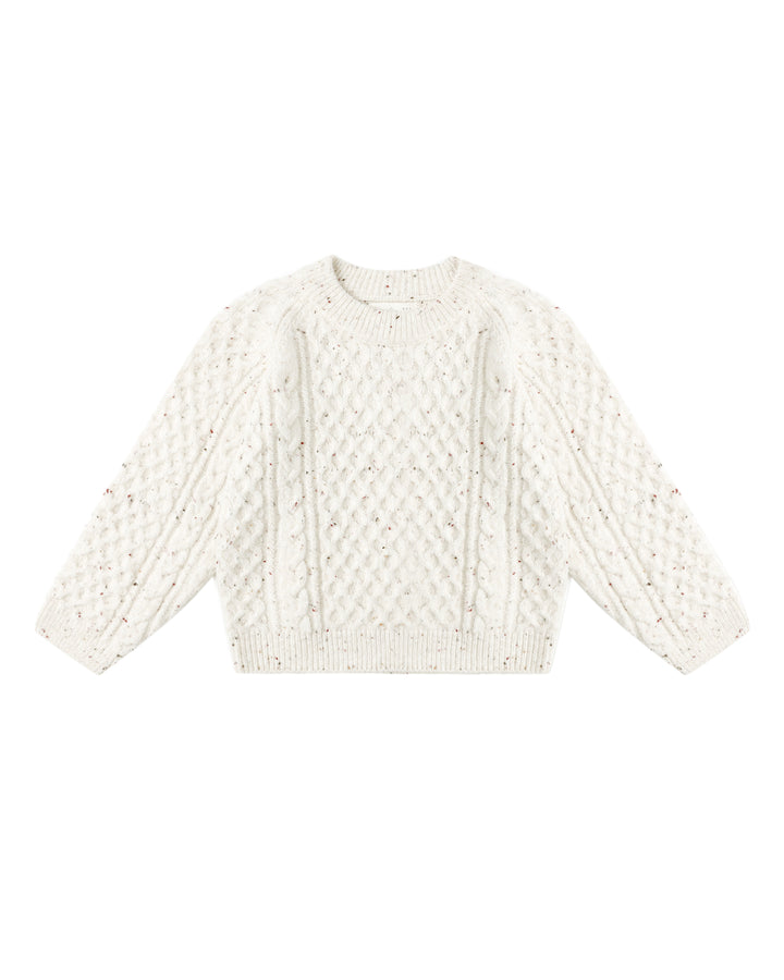 CABLE KNIT SWEATER || NATURAL SPECKLED