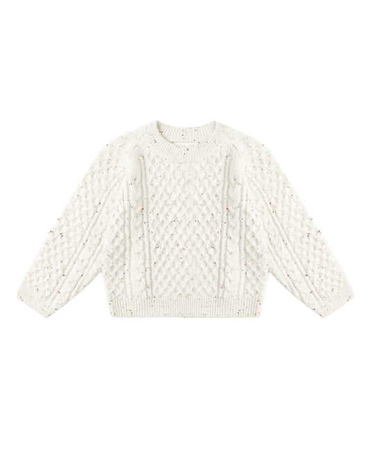 CABLE KNIT SWEATER || NATURAL SPECKLED