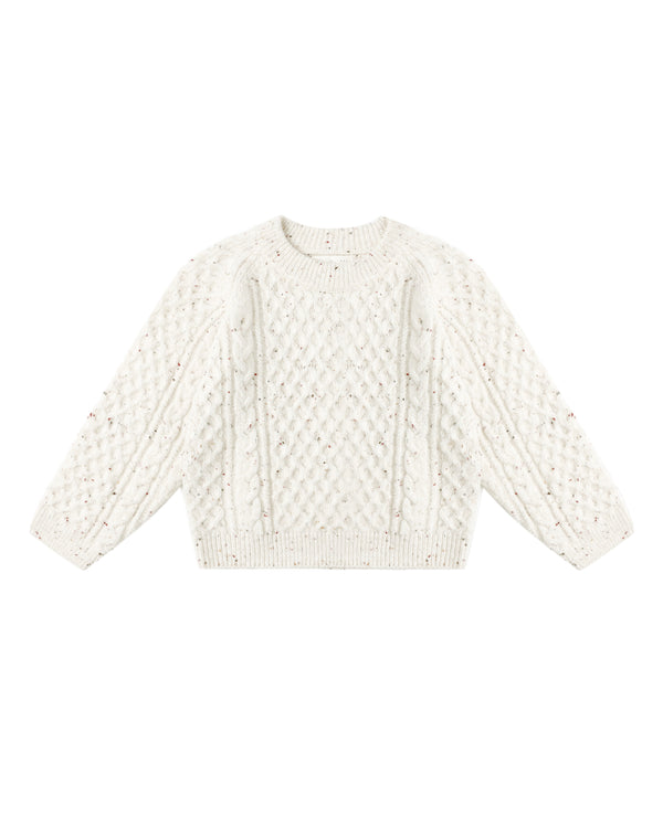 CABLE KNIT SWEATER || NATURAL SPECKLED