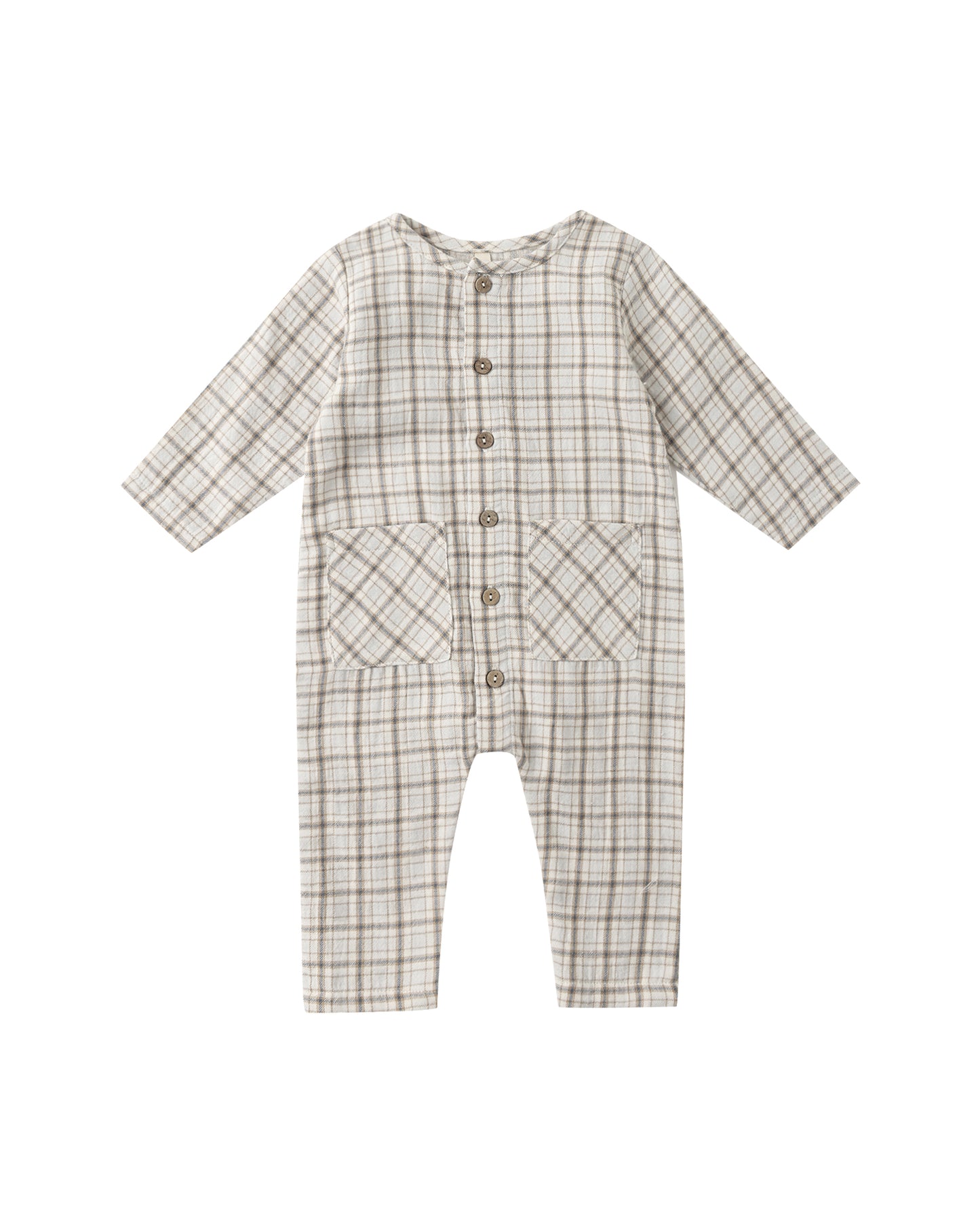 POCKETED WOVEN JUMPSUIT || BLUE PLAID