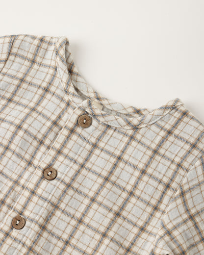 POCKETED WOVEN JUMPSUIT || BLUE PLAID