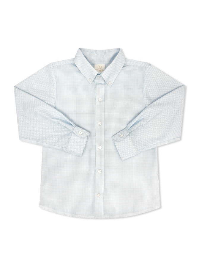 BREES BUTTON DOWN BABY BLUE MINIGINGHAM