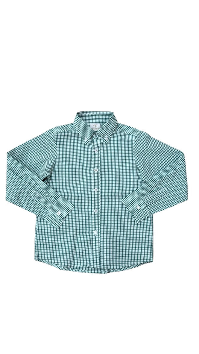 Brees Button Down | Mistletoe Green Windowpane