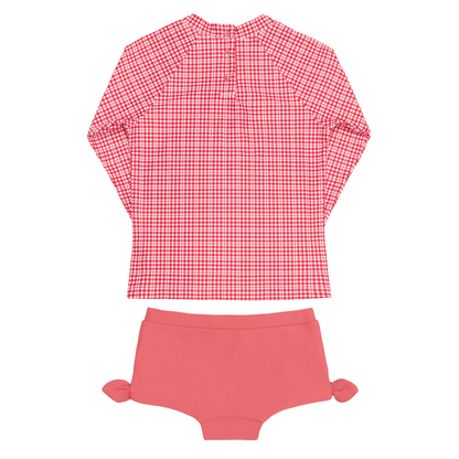 Tie Knot Rashguard + Swim Short Set | Poppy Gingham