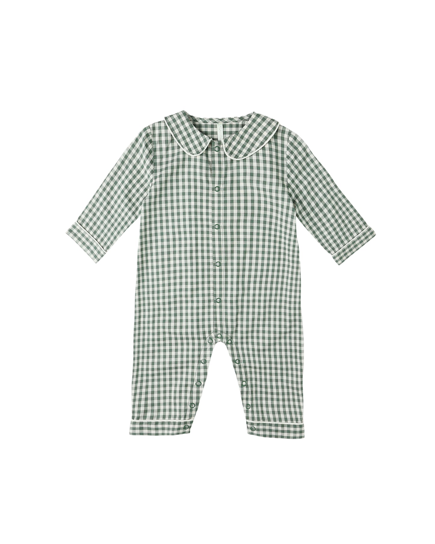 BABY PAJAMA ROMPER || EVERGREEN GINGHAM