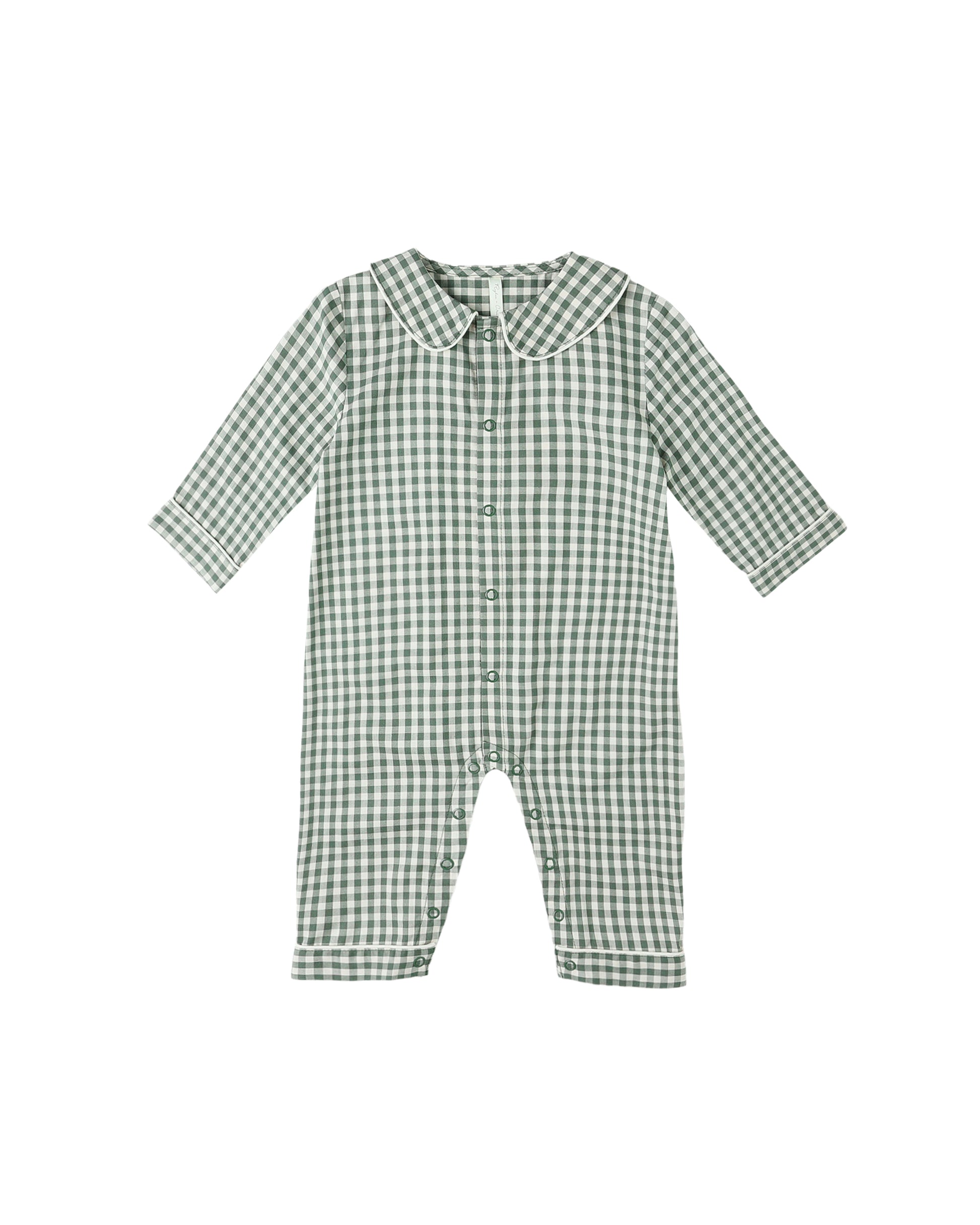 BABY PAJAMA ROMPER || EVERGREEN GINGHAM