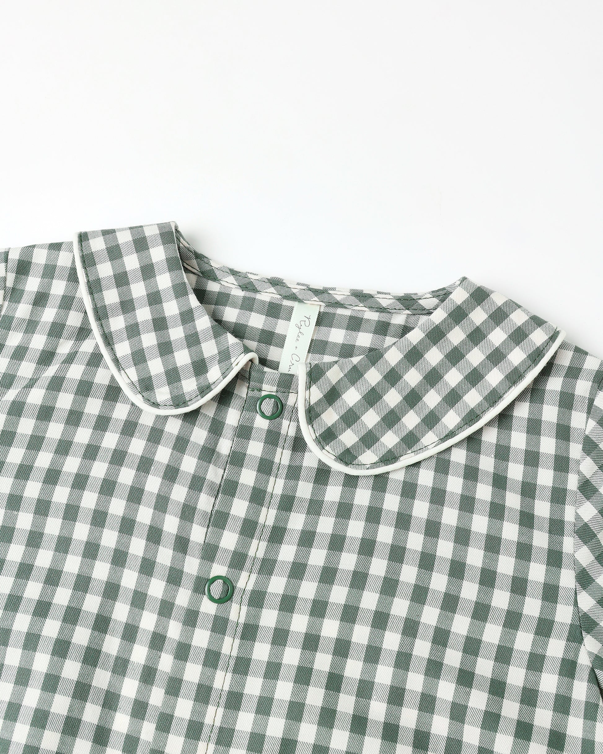 BABY PAJAMA ROMPER || EVERGREEN GINGHAM