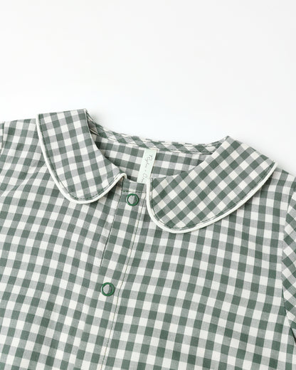 BABY PAJAMA ROMPER || EVERGREEN GINGHAM