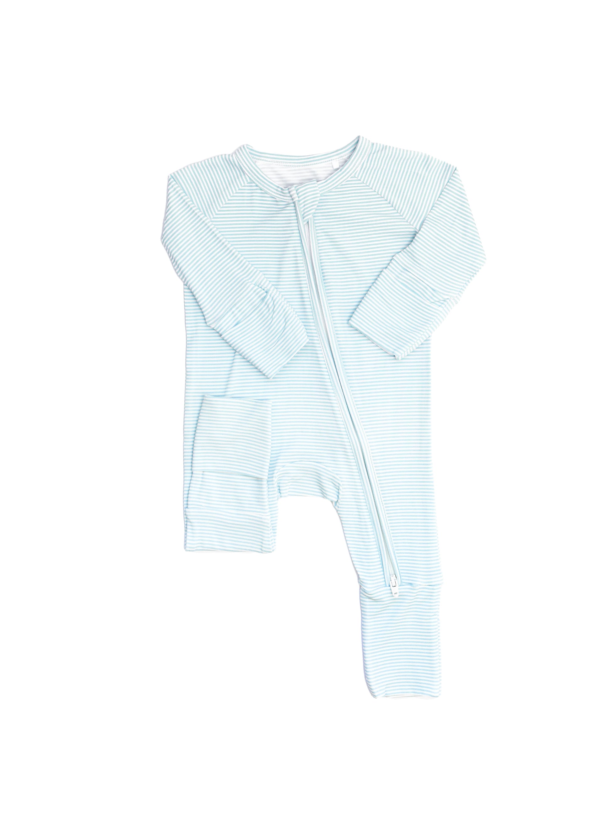 Sleep Romper | Cool Blue Mini Stripe