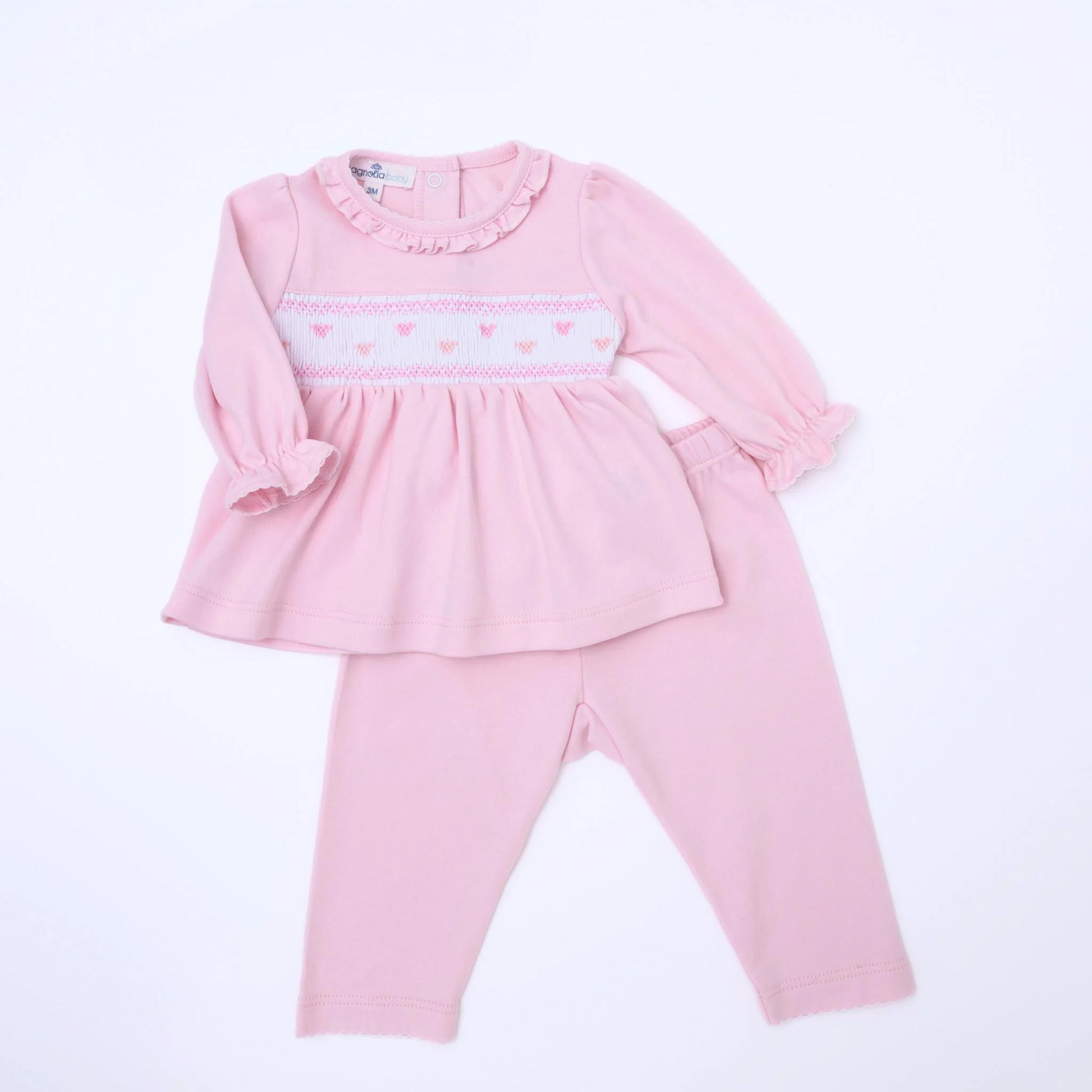 Valentine's Classics Smocked 2pc Pant Set | Pink