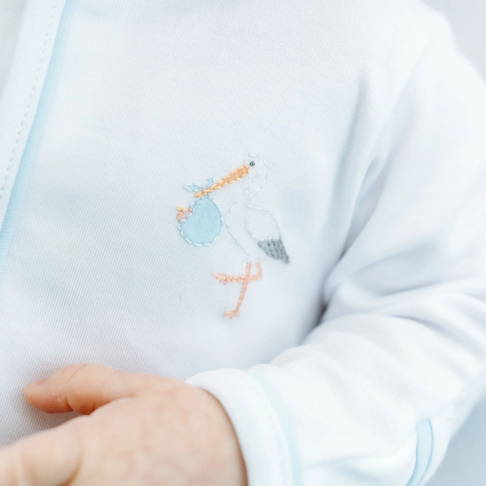 Vintage Stork Footie | Light Blue