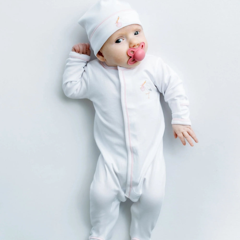 Vintage Stork Footie | Pink