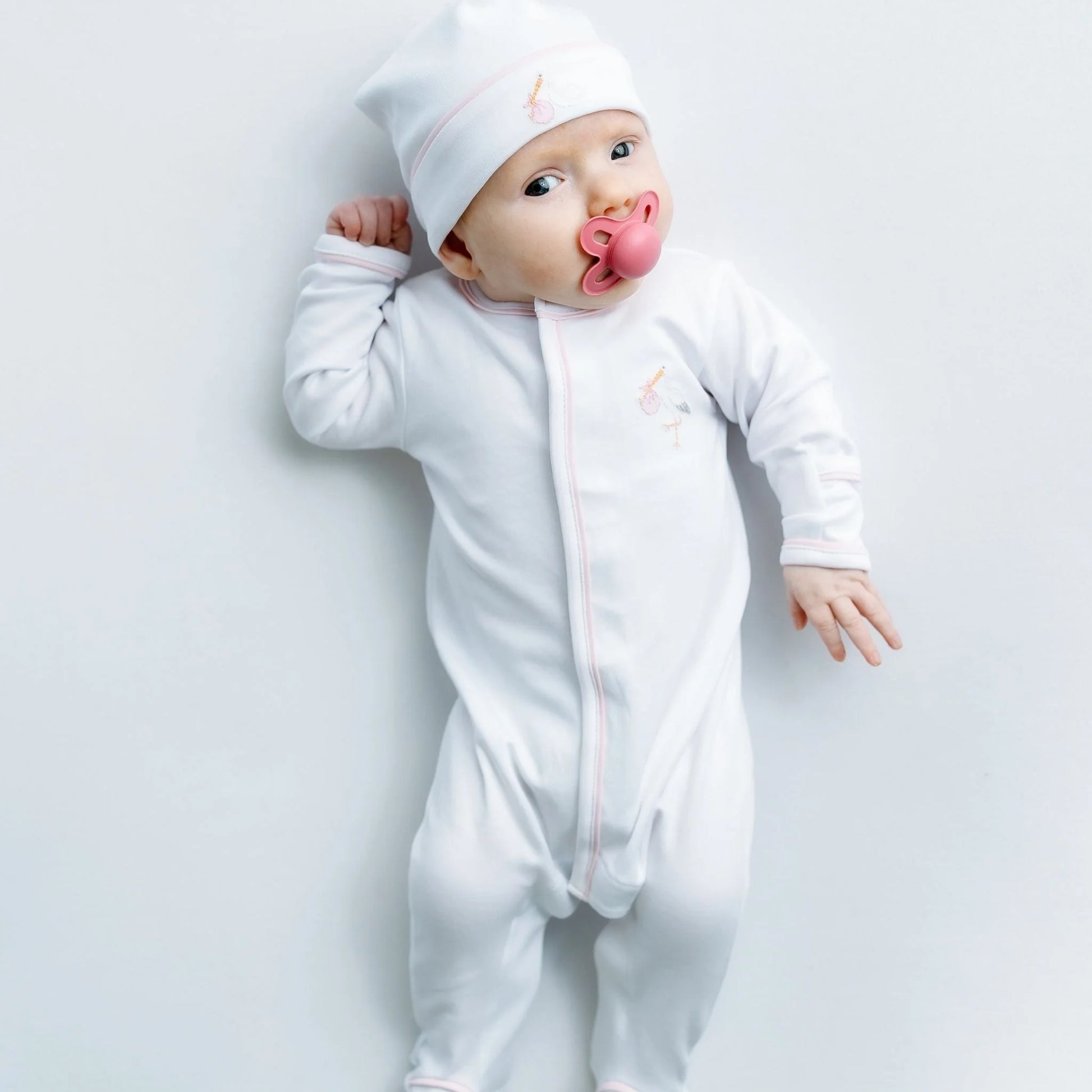 Vintage Stork Footie | Pink