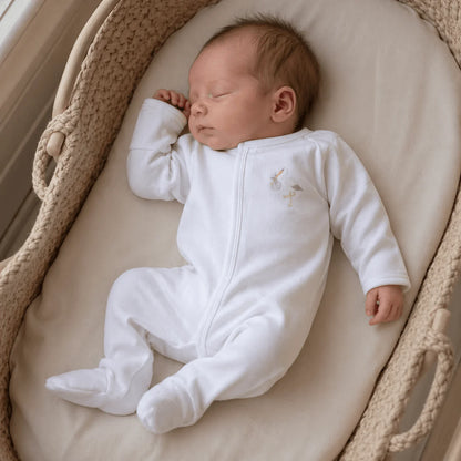 Vintage Stork Footie | White