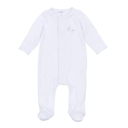 Vintage Stork Footie | White