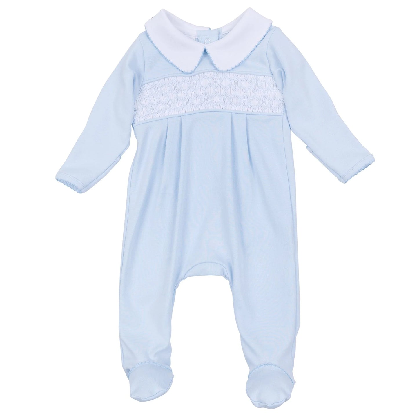 Willow and Walker's Smocked Collared Footie | Light Blue