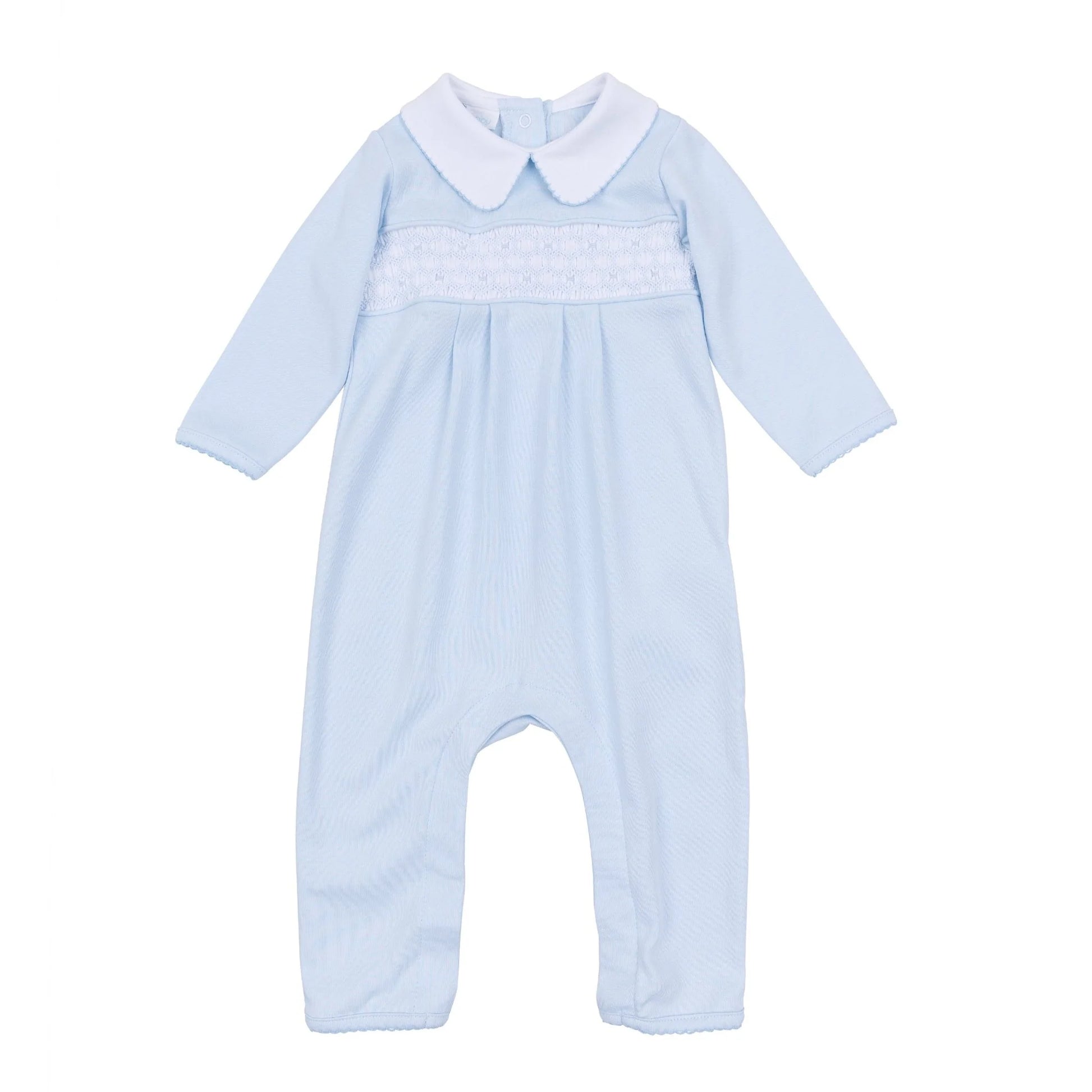 Willow and Walker's Smocked Collared Playsuit | Light Blue