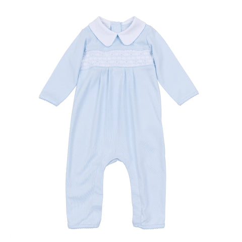 Willow and Walker's Smocked Collared Playsuit | Light Blue