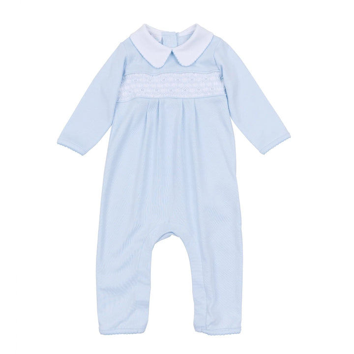 Willow and Walker's Smocked Collared Playsuit | Light Blue