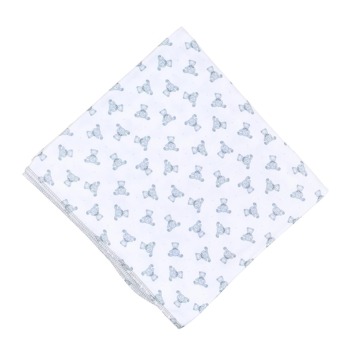 Baby's Teddy Printed Swaddle Blanket, Silver
