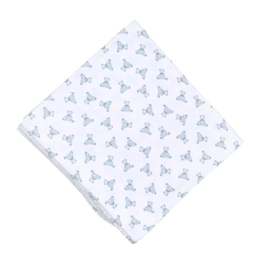 Baby's Teddy Printed Swaddle Blanket, Silver
