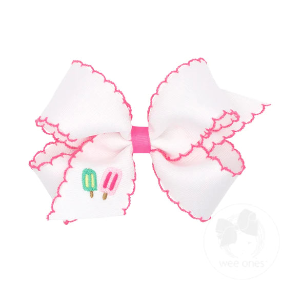 Medium Summer Embroidered Grosgrain Bow | Popsicles
