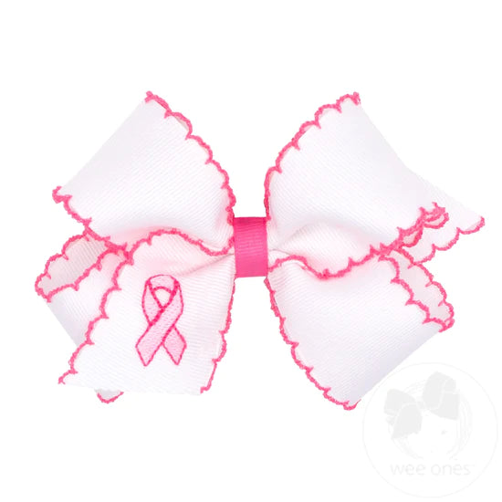 Medium Think Pink Embroidered Grosgrain Bow
