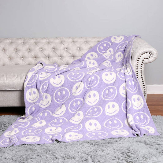 Happy Face Patterned Large Throw Blanket