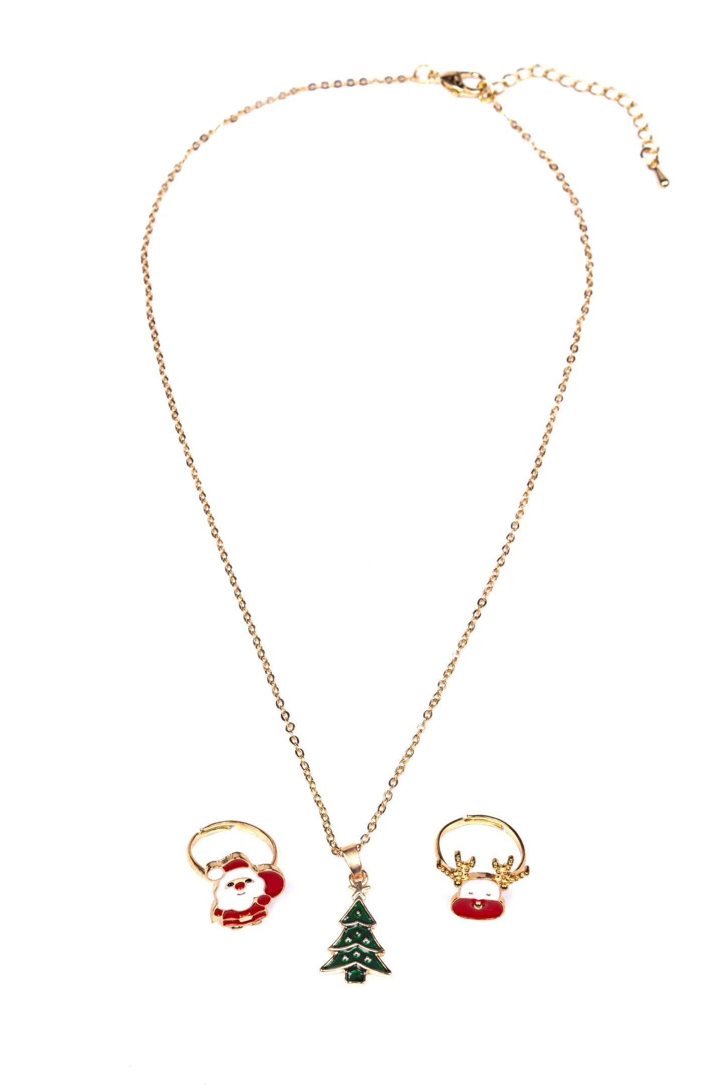 Christmas Necklace + Rings Set
