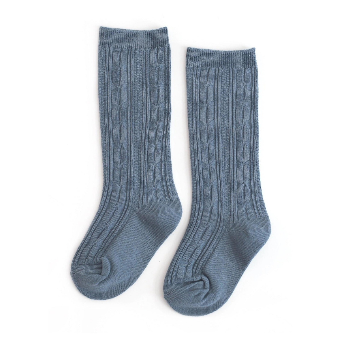 Denim Cable Knee High Socks