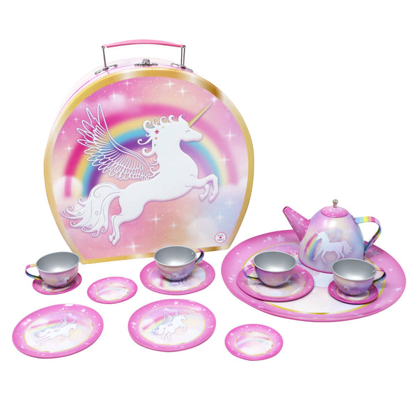 Unicorn Dreamer 15 Piece Tin Tea Set In Carry Case