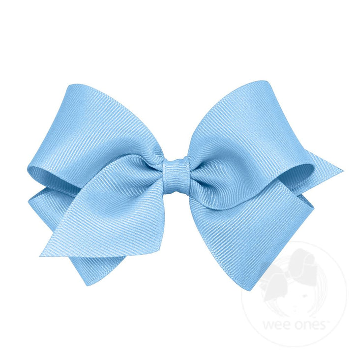 Small Classic Grosgrain Hair Bow, Blue