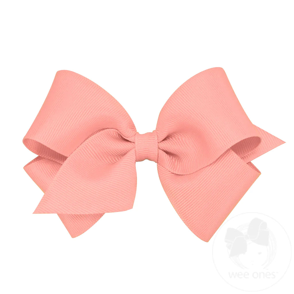 Small Classic Grosgrain Hair Bow | Bright Coral