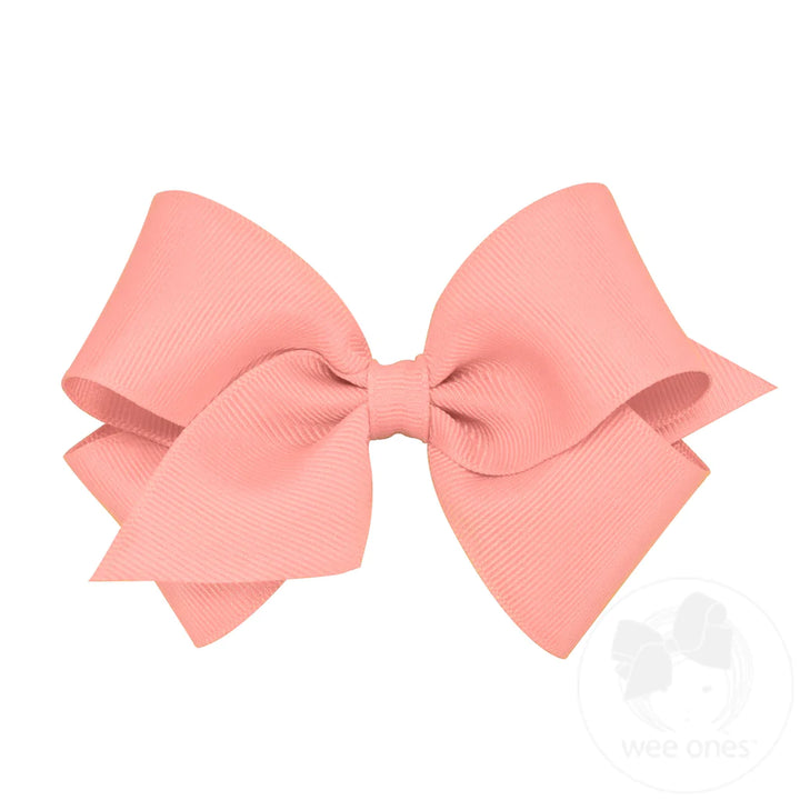 Small Classic Grosgrain Hair Bow | Bright Coral