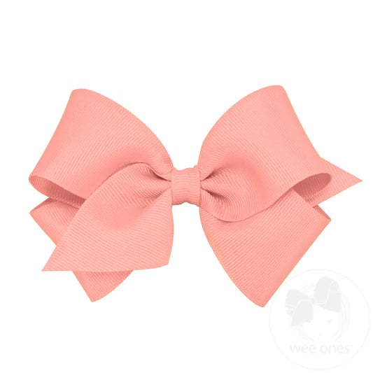 Small Classic Grosgrain Hair Bow | Bright Coral
