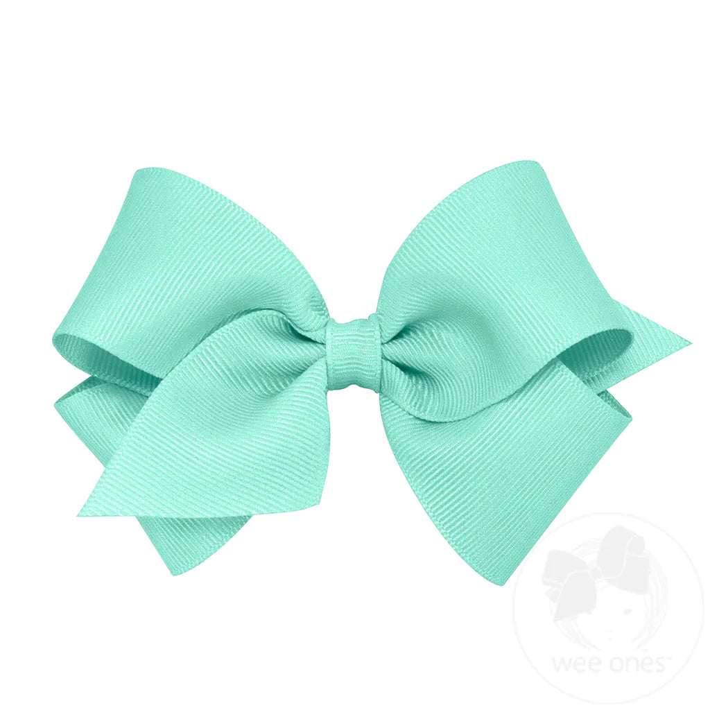 Small Classic Grosgrain Hair Bow, Teal