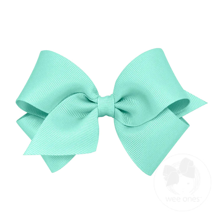 Small Classic Grosgrain Hair Bow, Teal