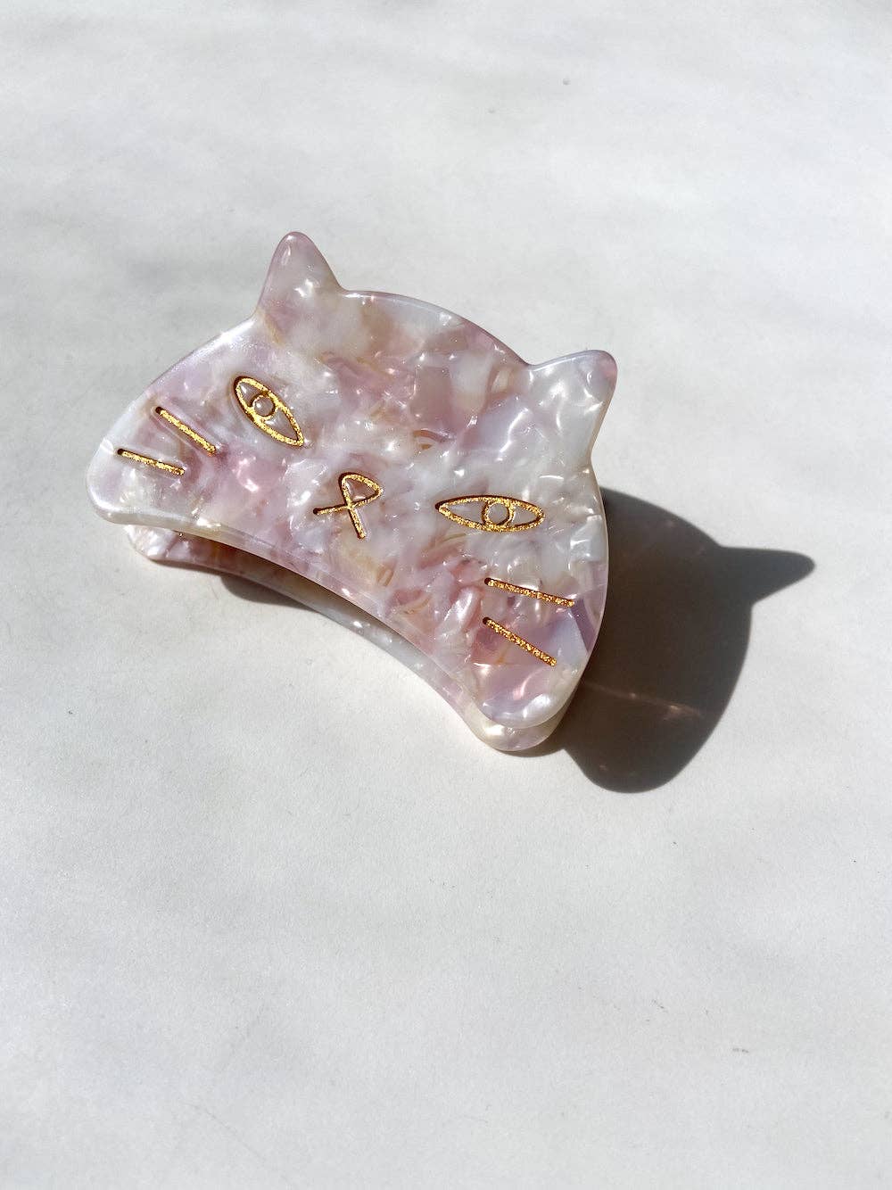 Kitty Cat Shell Acetate Claw Clip | Pink