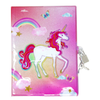 Unicorn Butterfly 3D Lockable Diary