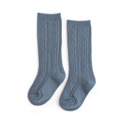 Denim Cable Knee High Socks