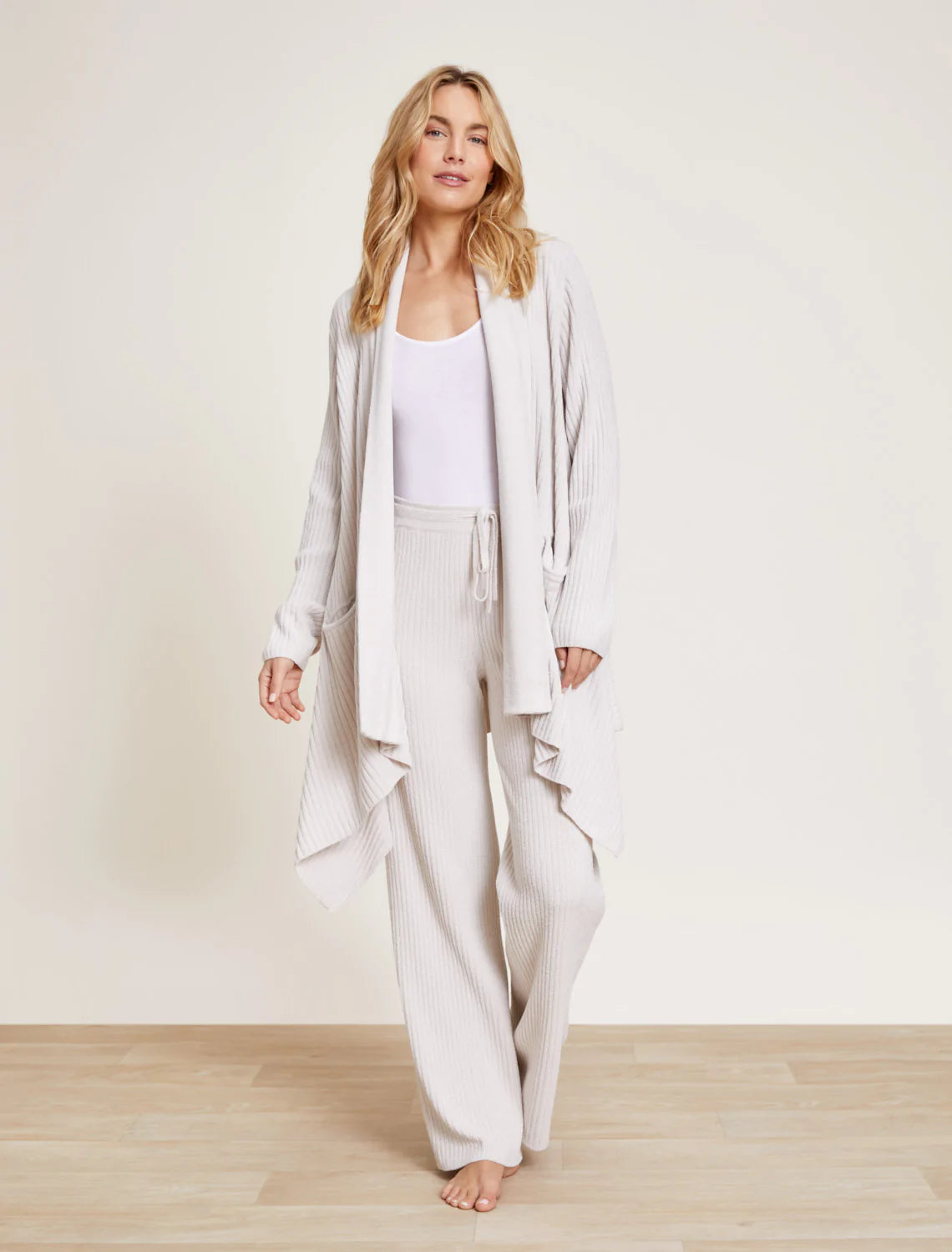 Barefoot Dreams Cozychic Draped Shawl Collared Cardi