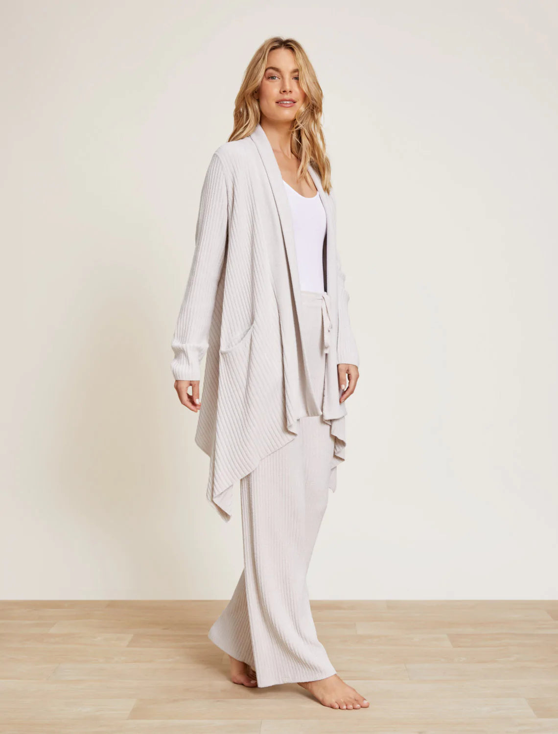 Barefoot Dreams Cozychic Draped Shawl Collared Cardi