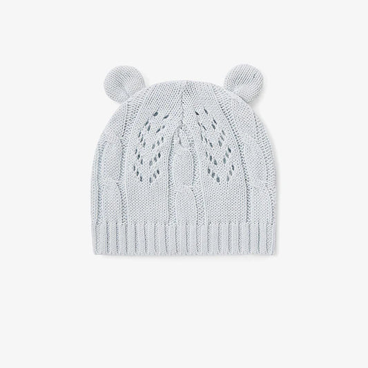 Leaf Knit Hat With Ears | Blue