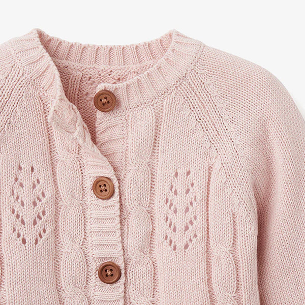 Leaf Knit Cardigan | Pink