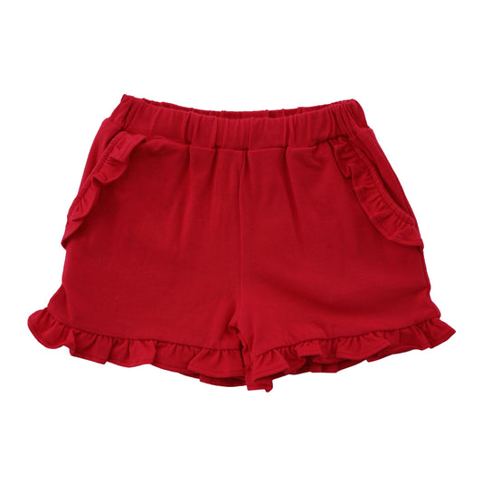 Knit Ruffle Shorts | Red
