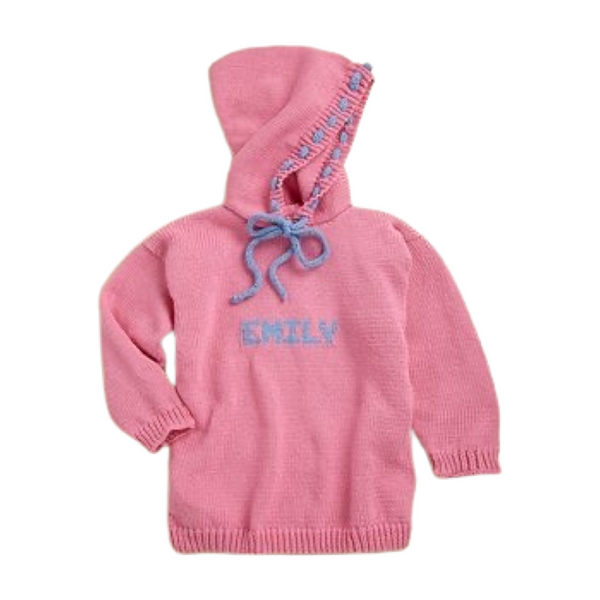 Name Hooded Sweater, Bright Pink