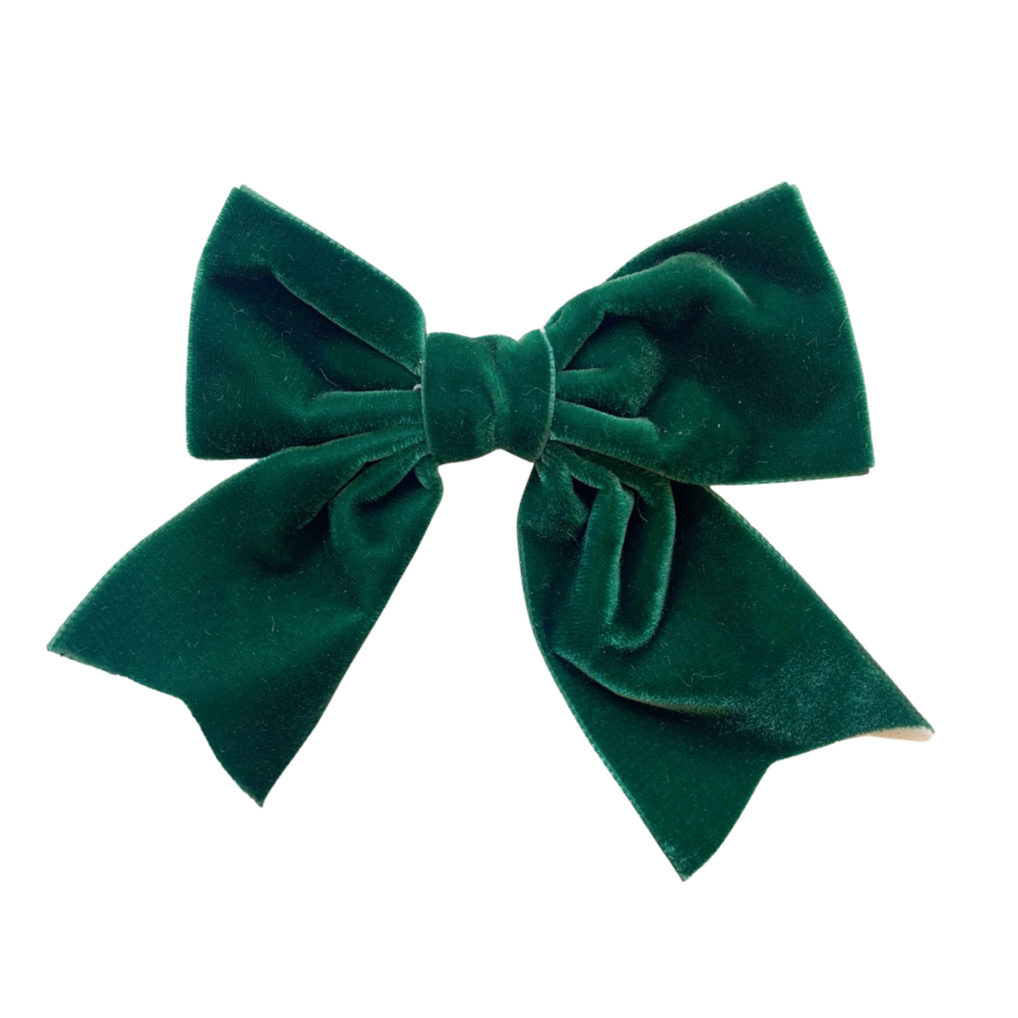 Small King Plush Velvet Bowtie With Tails, Forest Green
