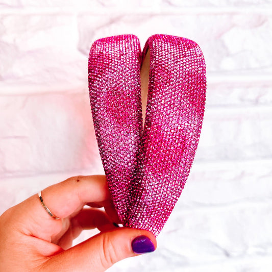 Fully Crystal Headband- Pink Hearts