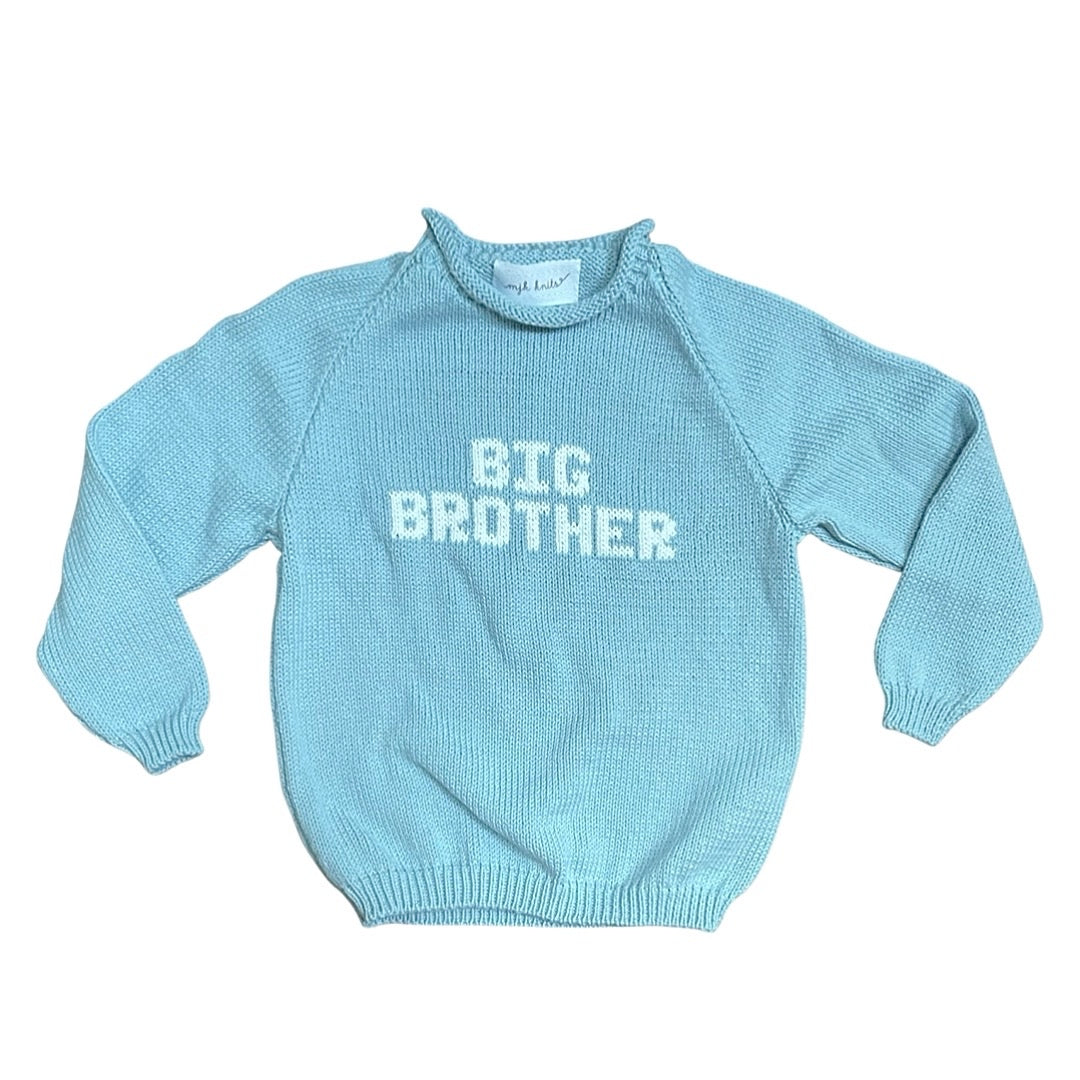 Name Sweater, Light Blue with White