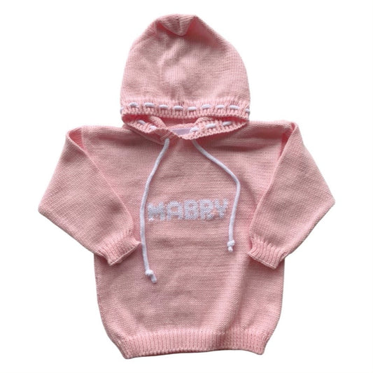 Name Hooded Sweater, Light Pink